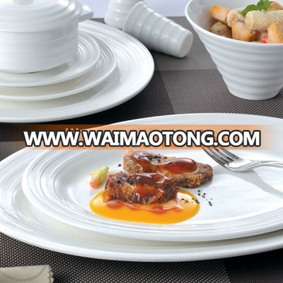 Double line series hotel white ceramic plate set porcelain dinnerware, dinnerware set, porcelain dinner set