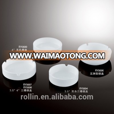 Hot sale hotel pure white ceramic porcelain ashtray