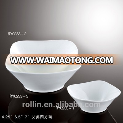 Wholesale factory price white ceramic porcelain square soup bowl